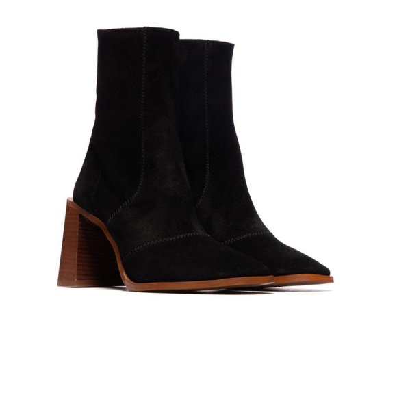 Lintervalle Black Suede Booties Made in Spain - Picture 3 of 6